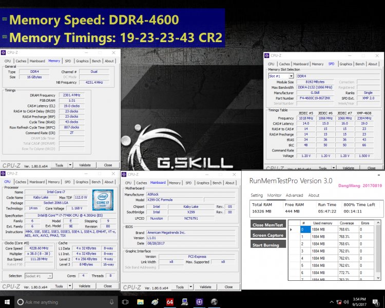  Результаты испытаний модулей памяти G.Skill Trident Z DDR4-4600 